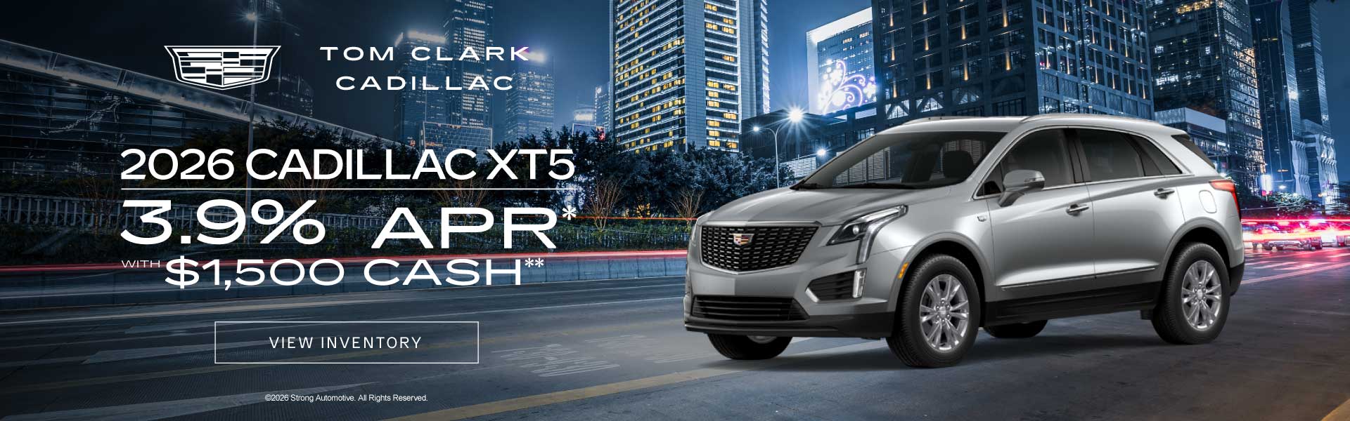 New 2026 Cadillac XT5 3.9% APR* with $1,500 Cash Allowance**