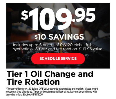 Tier 1 Oil Change and Tire Rotation - $109.95* - Schedule Service