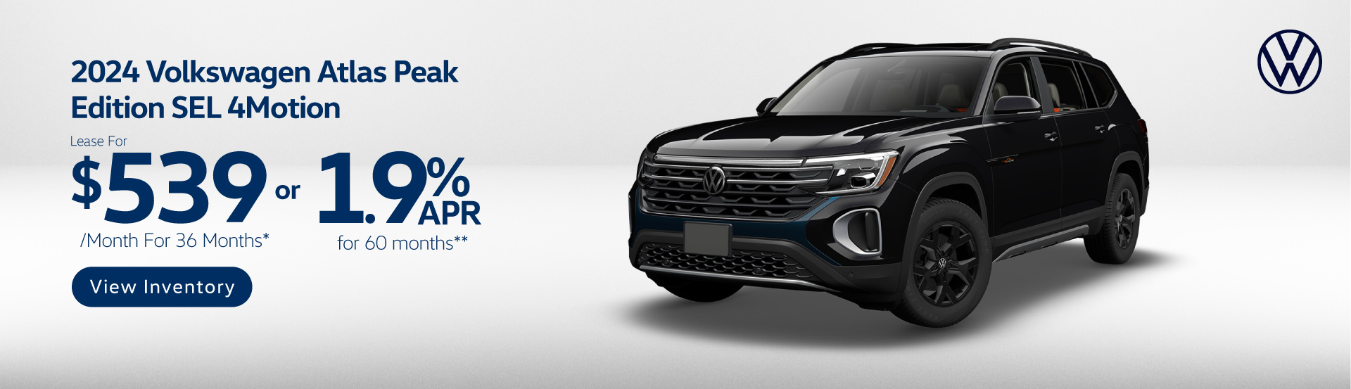 2024 Volkswagen Atlas Peak Edition SEL 4Motion - Lease for $539 per month for 36 months* or 1.9% APR for 60 months** - View Inventory