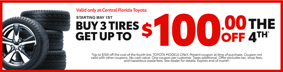 Buy 3 Tires, Get up to $100 off the 4th