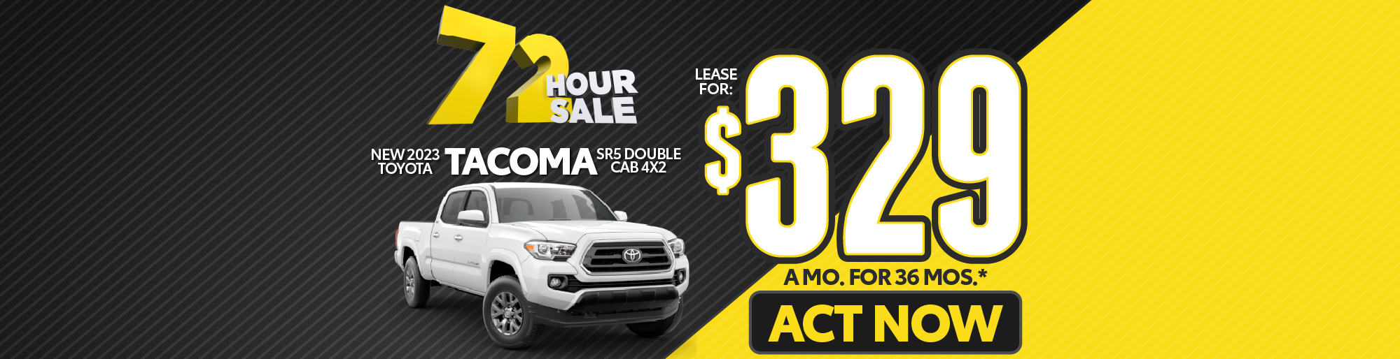 New 2023 Toyota Tacoma SR5 Double Cab 4x2 Lease for only $329/mo.* ACT NOW