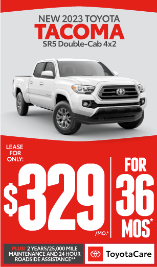 New 2023 Toyota Tacoma lease for only $329/mo*for 48 months.