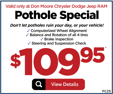 Pothole Special $109.95 Includes Computerized Wheel Alignment, Balance and Rotation and more | View Details
