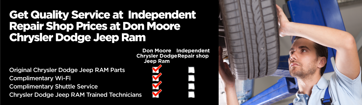 Get Quality Service at Independent Repair Shop Prices at Don Moore CDJR