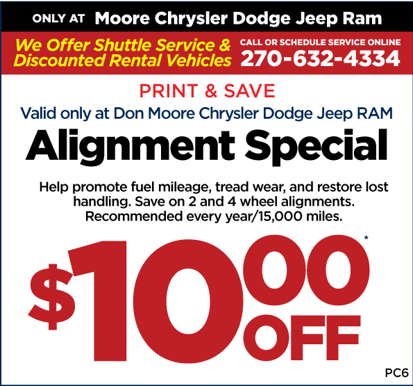 Alignment Special - Recommended every year or 15K miles - $10 off