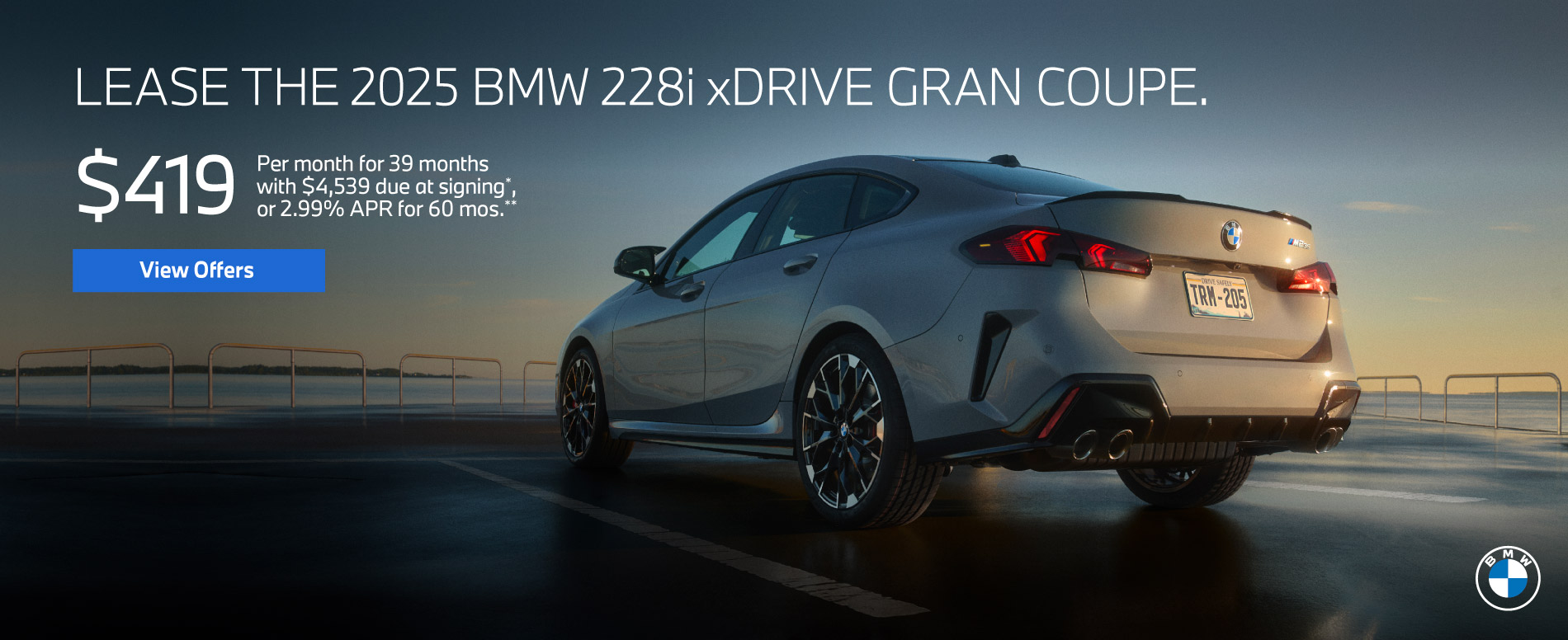 2025 228i xDrive Gran Coupe $419 a month for 39 months*
$4,539 due at signing or 2.99% apr for 60 months** - Shop Now