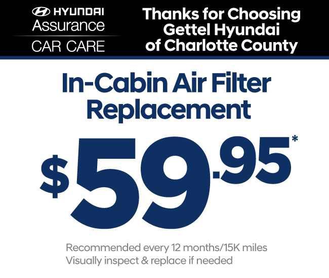 In-Cabin Air Filter Replacement - $59.95*