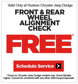 Service Special from Hudson Chrysler Jeep Dodge. Click to schedule appointment.