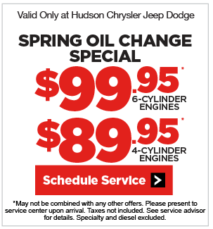Service Special from Hudson Chrysler Jeep Dodge. Click to schedule appointment.