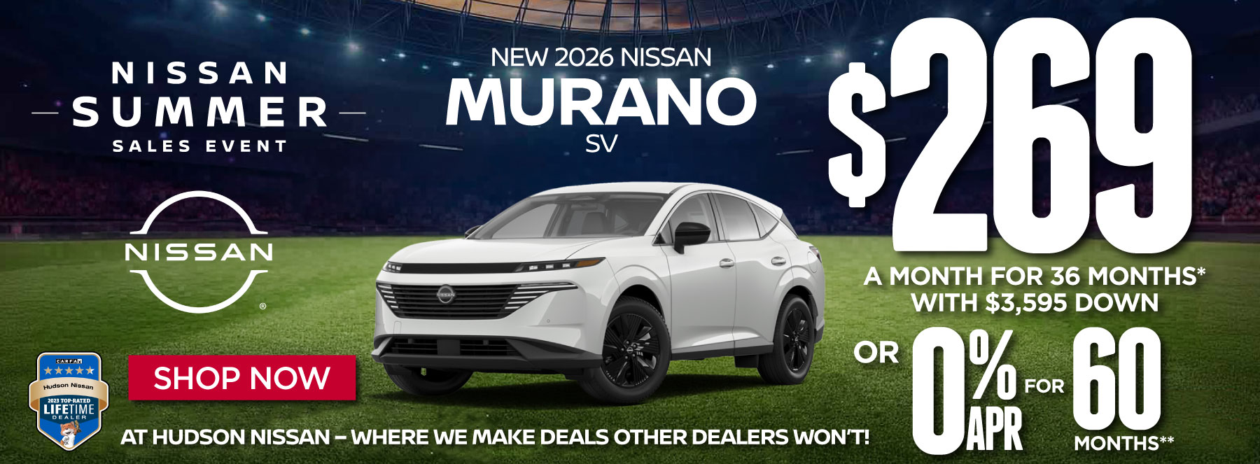 New 2026 Nissan Murano SV $269 a month for 36 months* with $3,595 down or 0% APR for 60 Months** - Shop Now