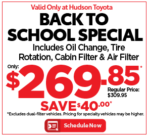 SBACK TO SCHOOL SPECIAL Includes Oil Change, Tire Rotation, Cabin Filter & Air FilterONLY $269.85Regular Price: $309.95SAVE $40!*