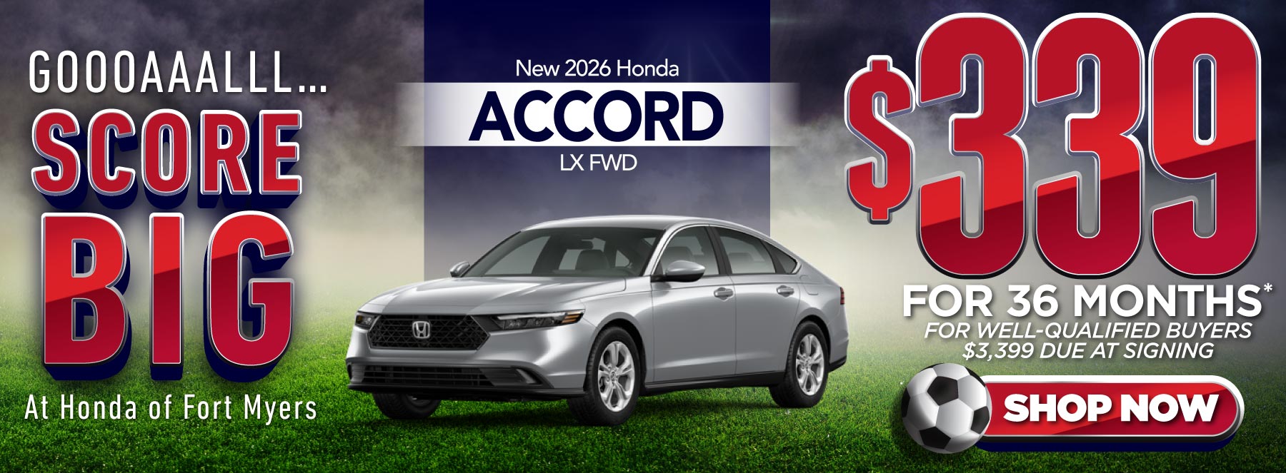 New 2026 Honda Accord LX FWD - $339/Month For 36 Months* For Well-Qualified Buyers $3,399 Due at Signing - Shop Now