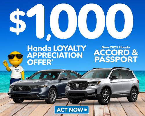 Honda Loyalty Appreciation offer $500 towards the lease of a New Honda - Act Now