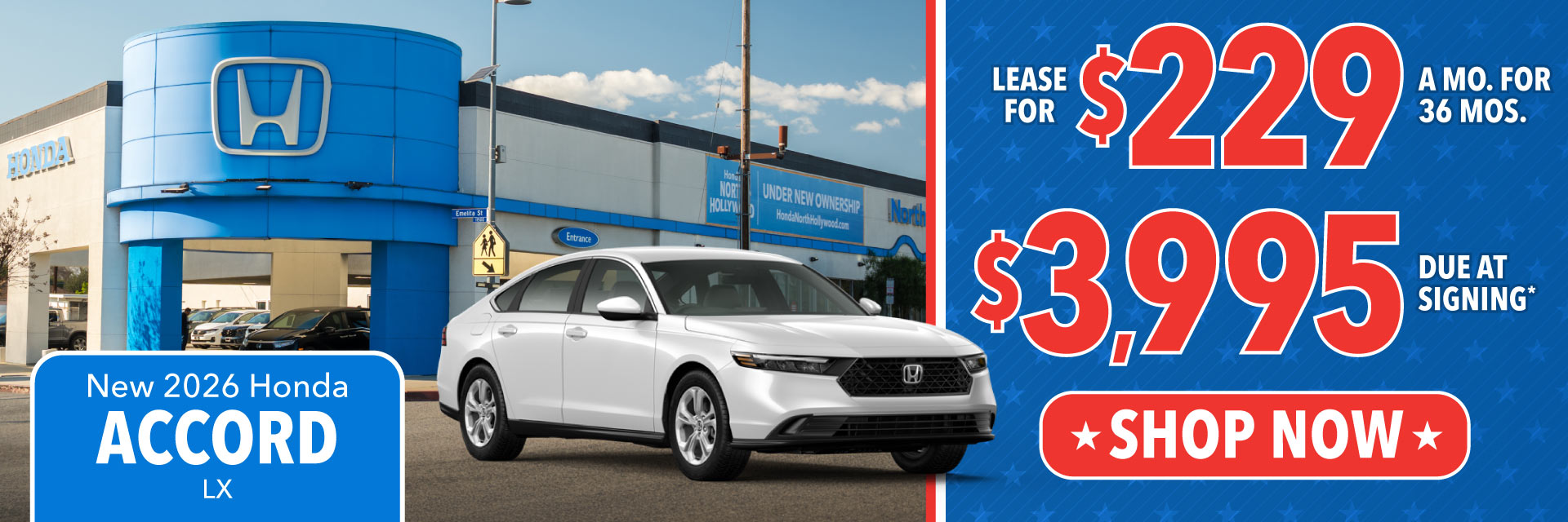 2026 Honda Accord LX - Lease for $229 per month for 36 months / $3,995 Due at Signing*
