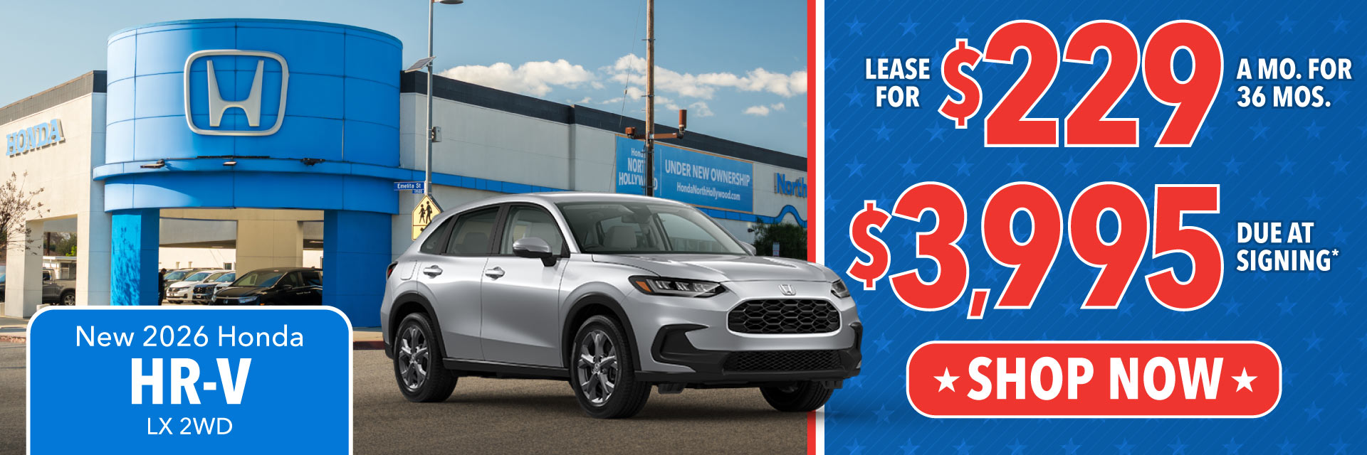 2026 Honda HR-V LX 2WD - Lease for $229 per month for 36 months / $3,995 Due at Signing*