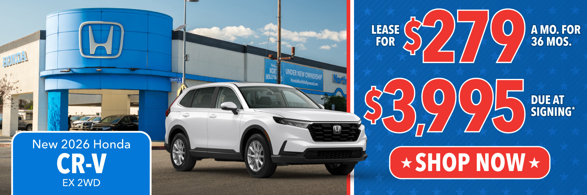 2026 Honda CR-V EX 2WD - Lease for $279 per month for 36 months / $3,995 Due at Signing*