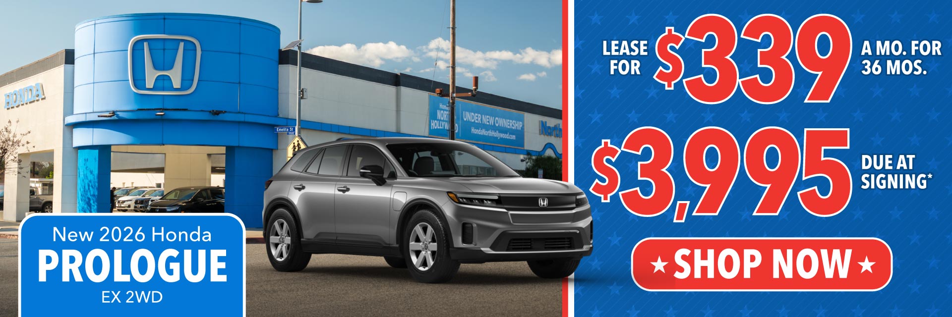 2026 Honda Prologue EX 2WD - Lease for $339 per month for 36 months / $3,995 Due at Signing*