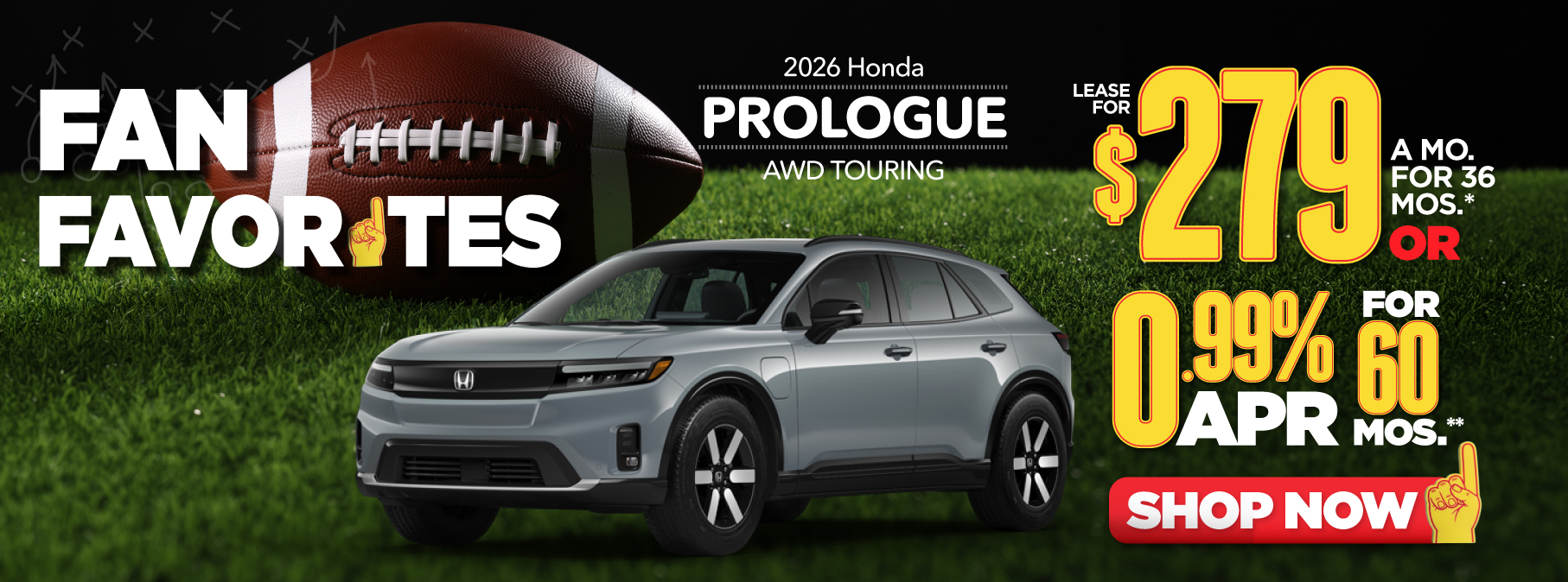 2026 Honda Prologue AWD Touring - lease for $279 a month for 36 months or 0.99% APR for 60 months - Shop Noww