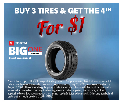 Buy 3 tires and get the 4th for $1* - Schedule Service