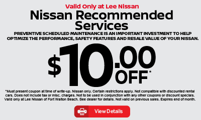 Nissan Recommended Service $10 off. click for details.