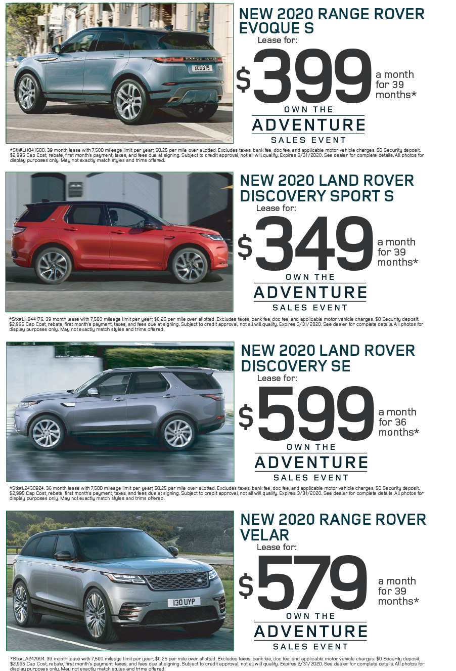 Land Rover Lease Specials