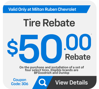 Tire rebate $50.00 rebate on select tires - View Details