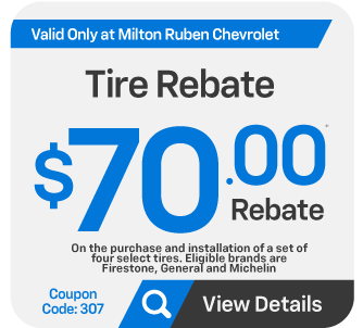 Tire rebate $70.00 rebate on select tires - View Details