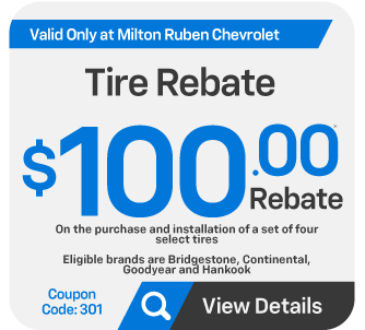 Tire rebate on select tires - $100.00 - View Details