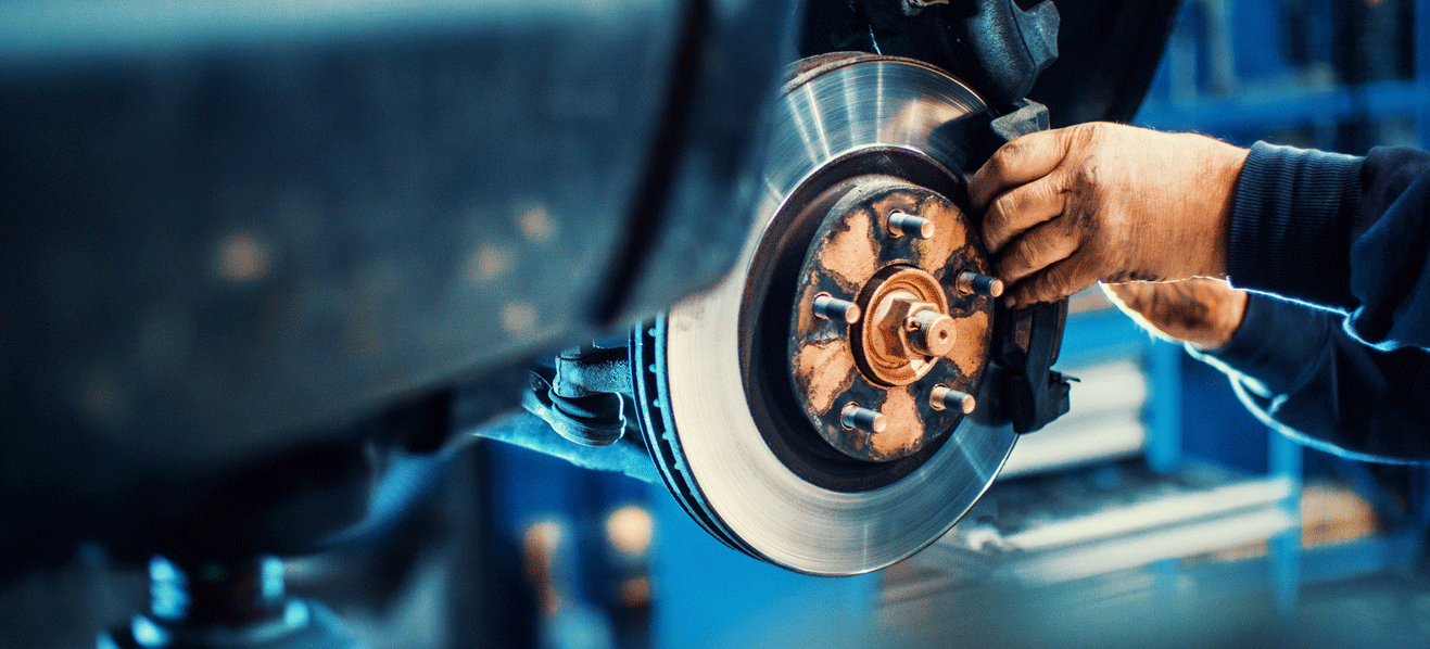 Brakes and Rotor at Car Service Center