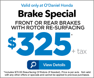 Brake Special - Front or rear brakes with rotor re-surfacing $325* plus tax - Click to View Details