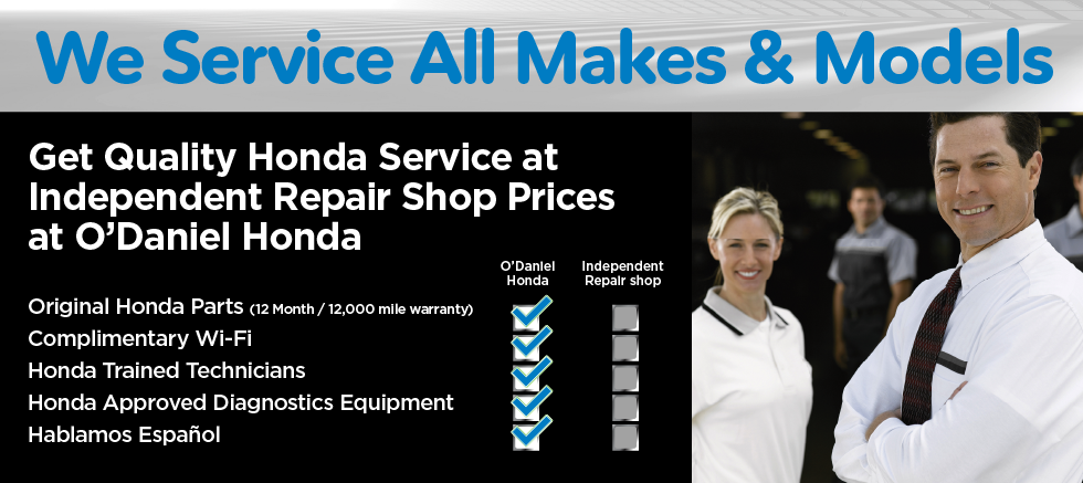 Get Quality Honda Service at Independent Repair Shop Prices at O'Daniel Honda