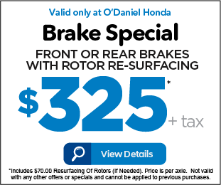 Brake Special - Front or rear brakes with rotor re-surfacing $325* plus tax - Click to View Details
