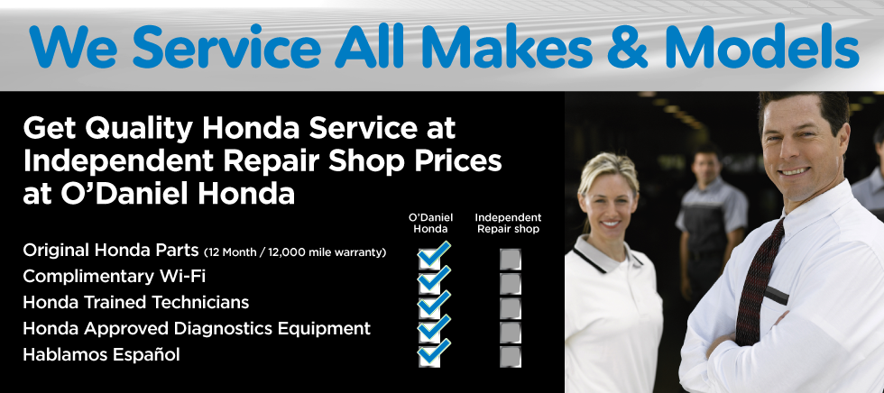 Get Quality Honda Service at Independent Repair Shop Prices at O'Daniel Honda