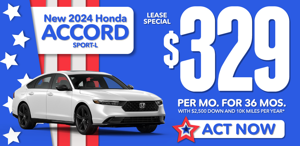 2024 accord lease for $329 per mo. for 36 mos. | act now