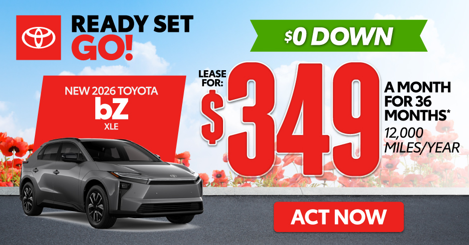 New 2026 Toyota bZ XLE - Lease for: $349/mo* $0 Down | 36 Months | 12,000 Miles/Year