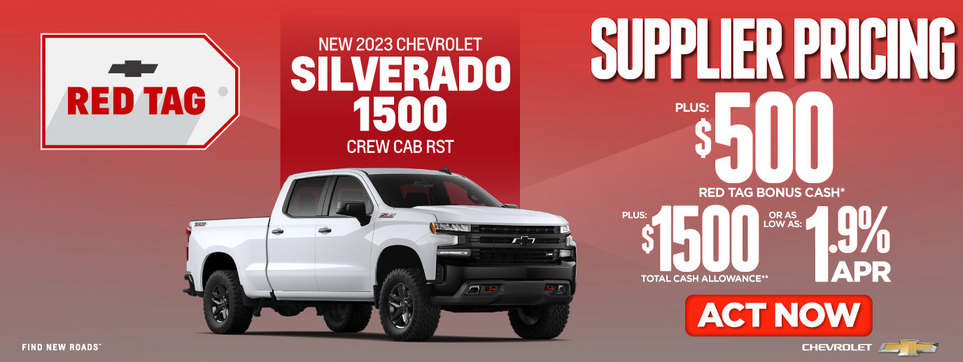 New 2023 Chevrolet Silverado 1500 Crew Cab RST - Supplier Pricing plus $500 Red Tag Bonus Cash* plus $1500 total cash allowance** or 1.9% APR - Act Now