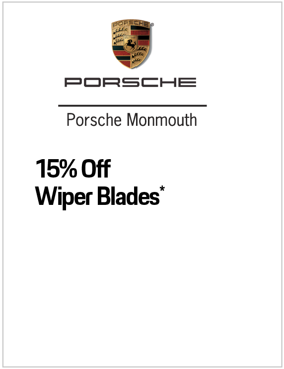 Valid only at Porsche Monmouth. 15% off wiper blades.