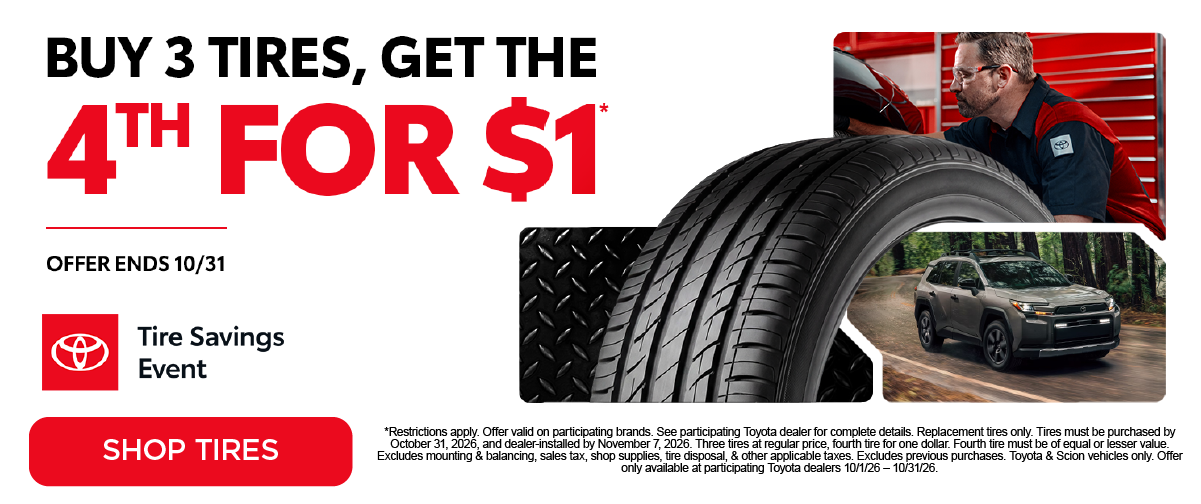 Buy 3 tires, get the 4th for $1* - Shop Tires