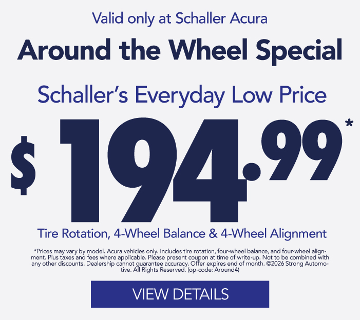 Around the Wheel Special $194.99* – Tire Rotation, 4-Wheel Balance & 4-Wheel Alignment | View Details