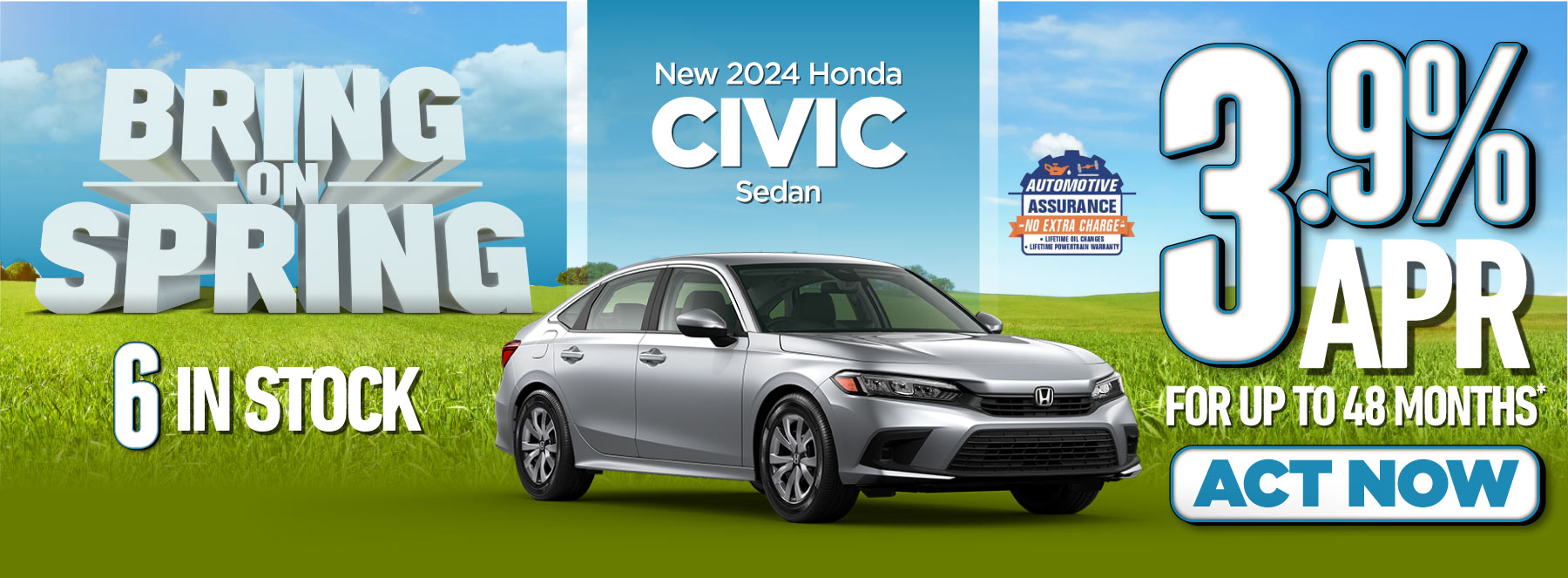 New 2024 Honda Civic Sedan - Get 3.9% APR for up to 48 months* | Act Now