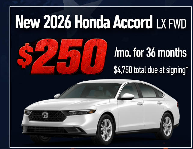 New 2026 Honda Accord LX FWD - $250 per month for 36 months