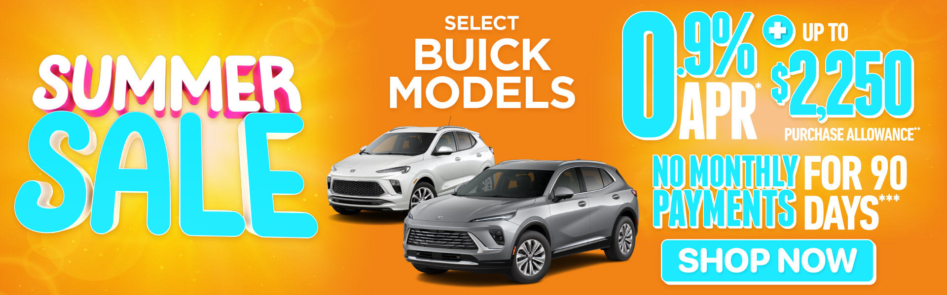 Select Buick Models 0.9% APR plus up to $2,250 purchase allowance - no payments for 90 days