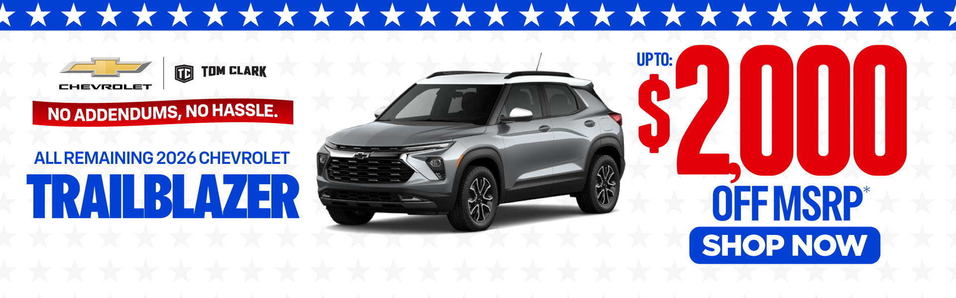 All Remaining 2026 Chevrolet Trailblazer Up To $2,000 Off MSRP*