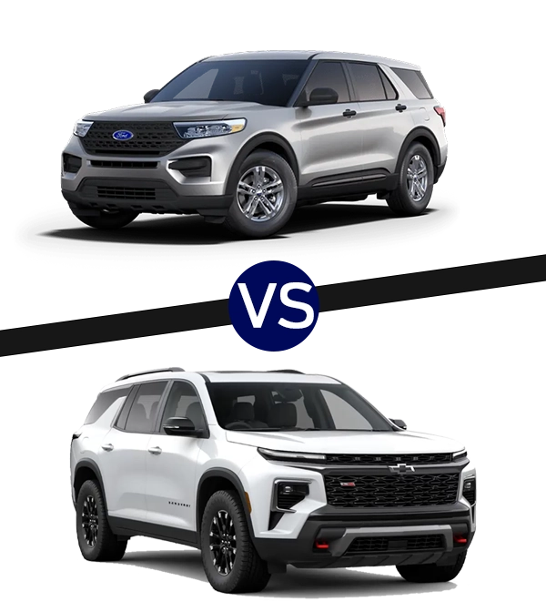 2024 Ford Explorer vs 2024 Chevrolet Traverse with no background