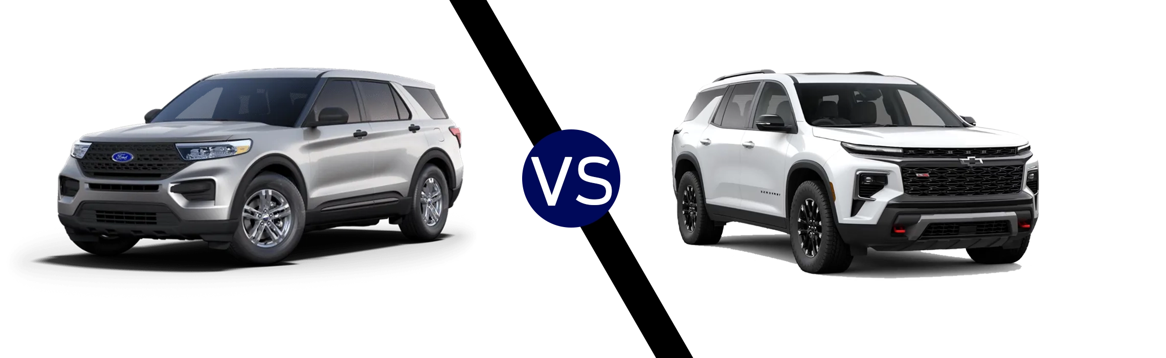 2024 Ford Explorer vs 2024 Chevrolet Traverse with no background