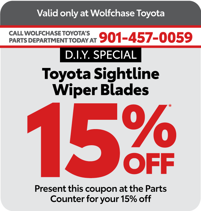 Call Wolfchase Toyota's Parts Department Today At 901-457-0059 | Toyota Sightline Wiper Blades 15% Off*