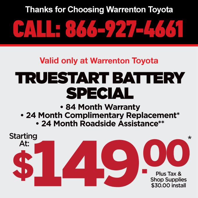 Truestart battery special starting at $128.00