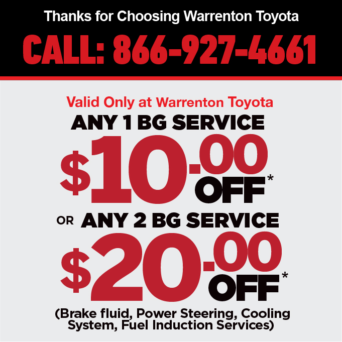 Any 1 BG service $10.00 off* or any 2 bg service $20.00 off*