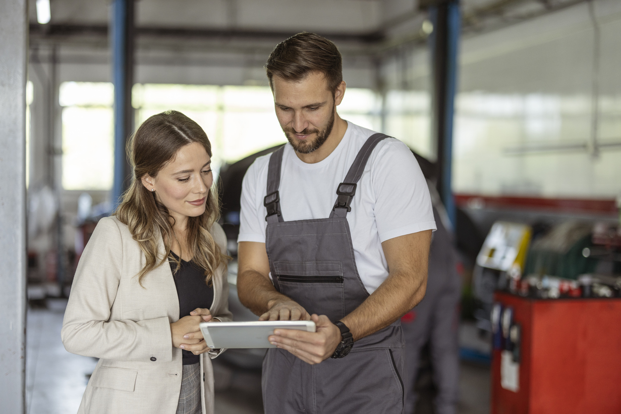 service mechanic helping a customer